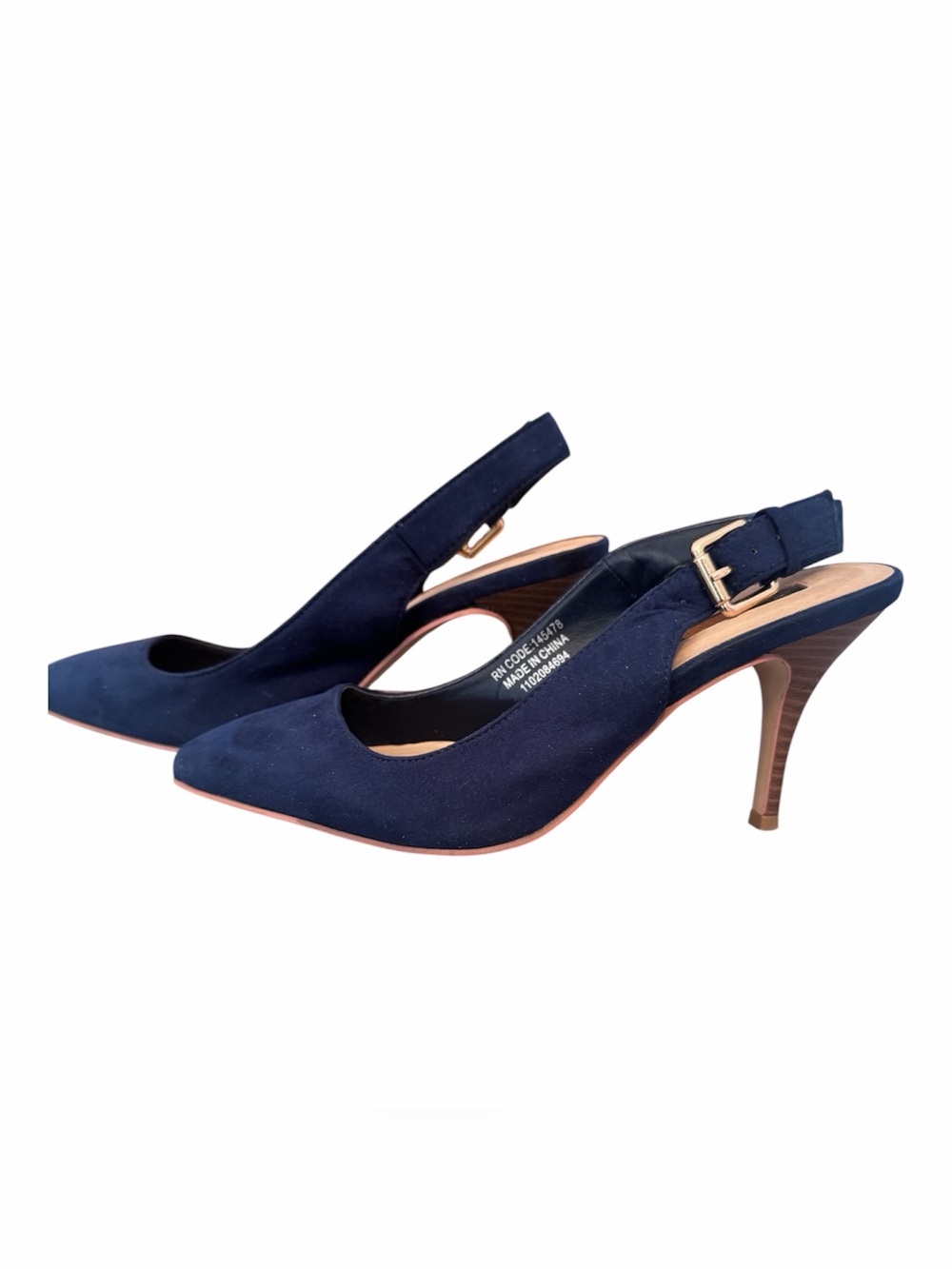 Atmosphere Navy Blue Pointed Toe Slingback Heels Size 7 NWT Adjustable Strap